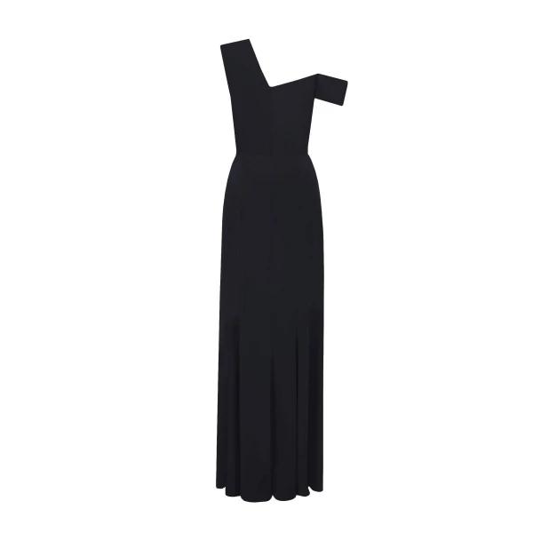 Gemy Maalouf Black Crepe Long Dress, view 5