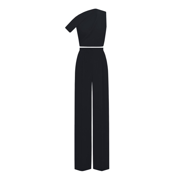 Gemy Maalouf Black Crepe  Set