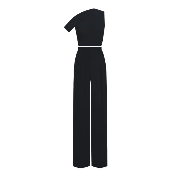 Gemy Maalouf Black Crepe  Set