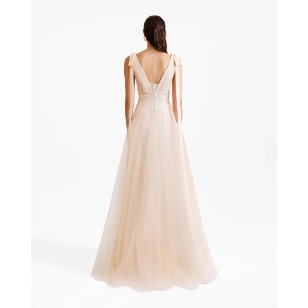 Gemy Maalouf Bow-Shoulder Tulle Dress, view 3