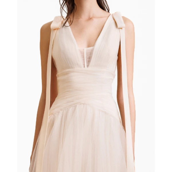 Gemy Maalouf Bow-Shoulder Tulle Dress, view 4