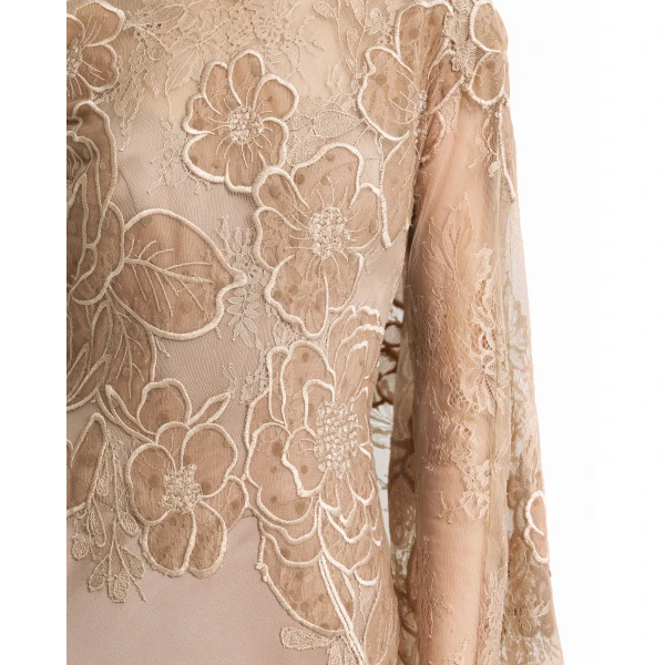 Gemy Maalouf Corset Dress with Lace Cape, view 4