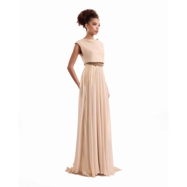Gemy Maalouf Cowl Gathered Dress, view 3