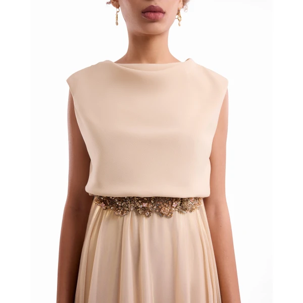 Gemy Maalouf Cowl Gathered Dress, view 5