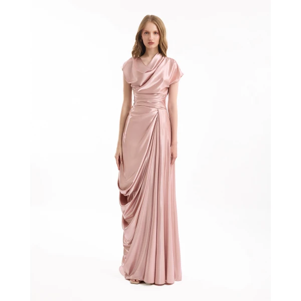 Gemy Maalouf Cowl-Neck Draped Dress, view 2