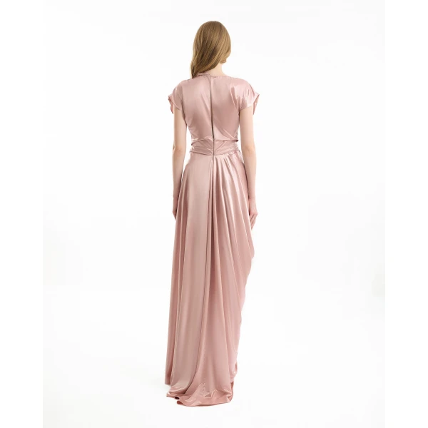 Gemy Maalouf Cowl-Neck Draped Dress, view 3