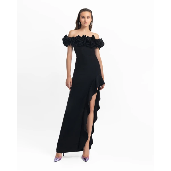 Gemy Maalouf Crepe Ruffled Dress, view 2