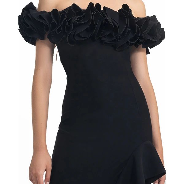 Gemy Maalouf Crepe Ruffled Dress, view 4