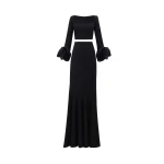 Gemy Maalouf Crepe Set With Floral Cuffs