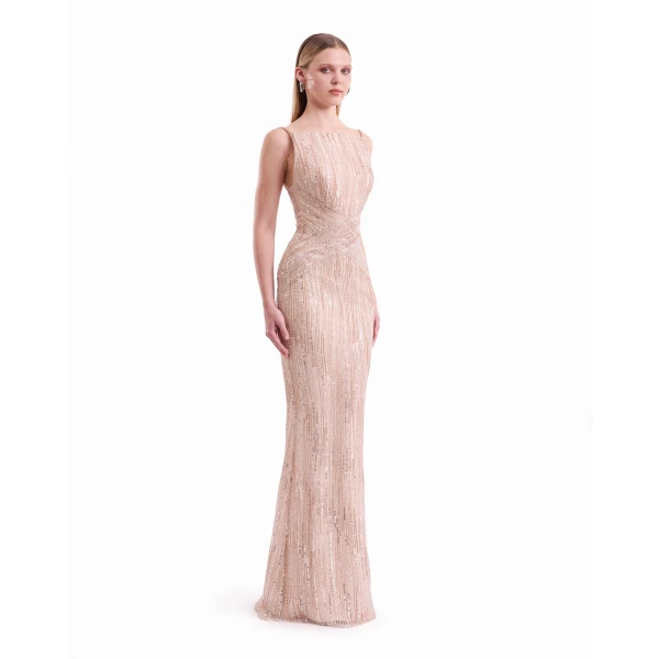 Gemy Maalouf Criss-Cross Beaded Dress, view 3