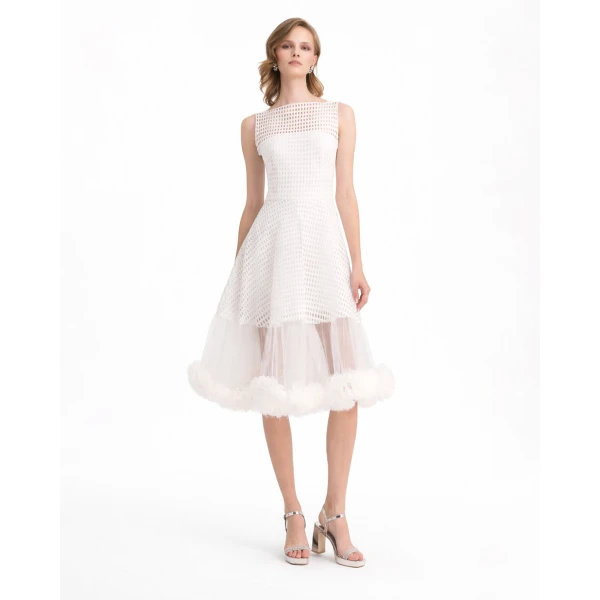 Gemy Maalouf Crochet Lace Flared Midi Dress, view 2
