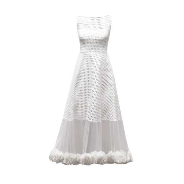 Gemy Maalouf Crochet Lace Flared Midi Dress, view 5
