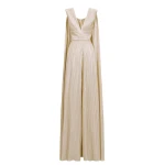 Gemy Maalouf Deep V-Neckline Champagne Jumpsuit