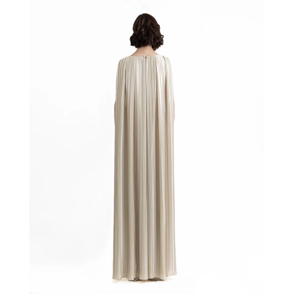 Gemy Maalouf Deep V-Neckline Champagne Jumpsuit, view 3