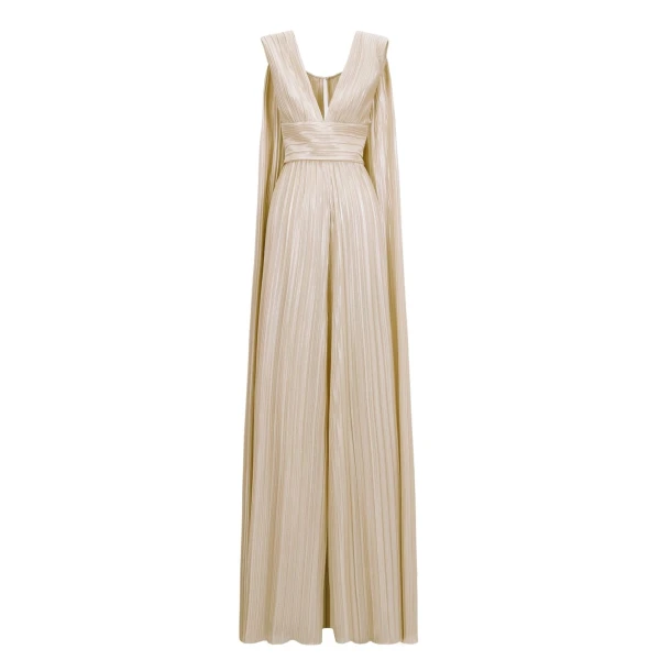Deep V-Neckline Champagne Jumpsuit