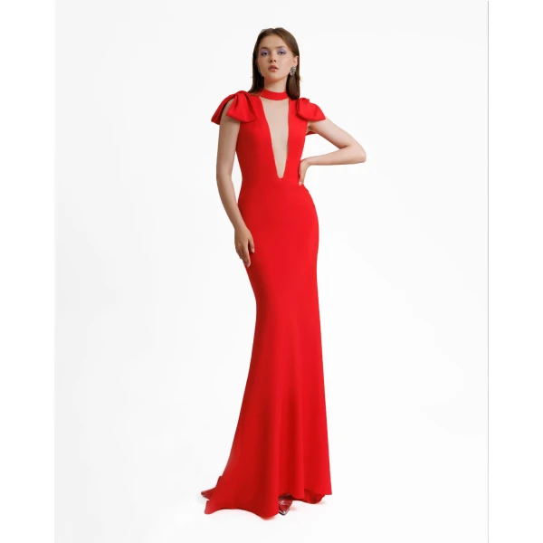 Gemy Maalouf Deep V-Neckline Slim-Cut Dress, view 2