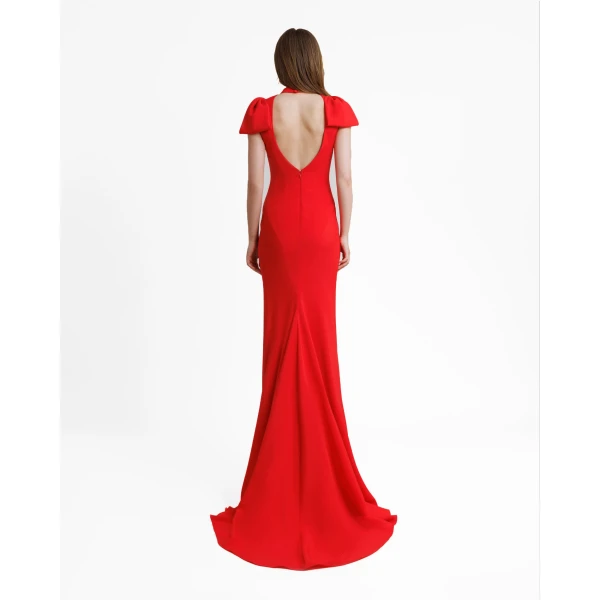 Gemy Maalouf Deep V-Neckline Slim-Cut Dress, view 3