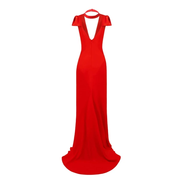 Gemy Maalouf Deep V-Neckline Slim-Cut Dress, view 5