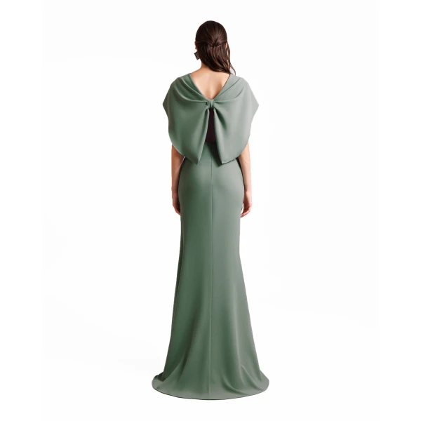 Gemy Maalouf Draped Cape-Like Sleeve Dress, view 3