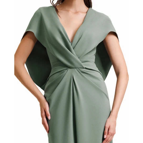 Gemy Maalouf Draped Cape-Like Sleeve Dress, view 4
