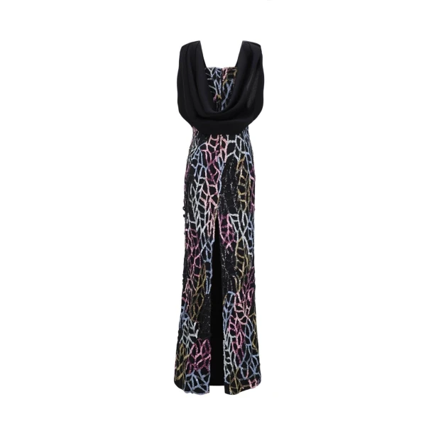Gemy Maalouf Draped Cape-Like Sleeves Dress, view 5