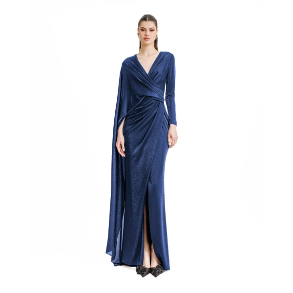 Gemy Maalouf Draped Dress With A Cape-like Sleeve, view 2