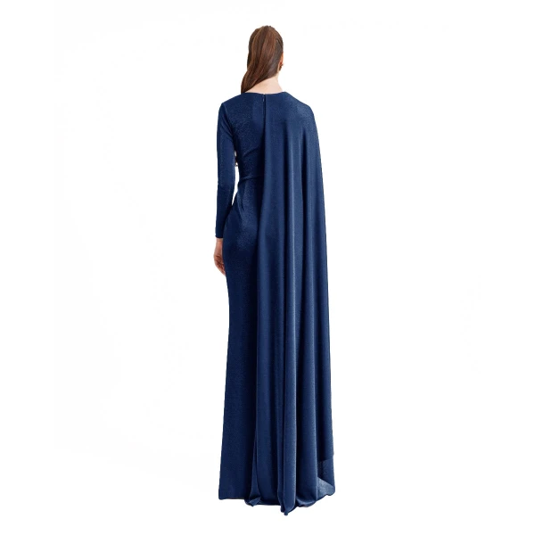 Gemy Maalouf Draped Dress With A Cape-like Sleeve, view 3