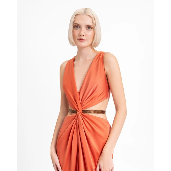 Gemy Maalouf Draped Dress with Beaded Belt, view 4