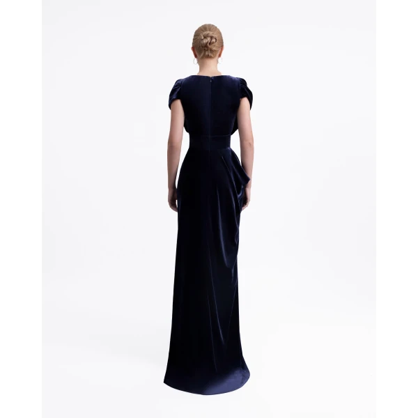 Gemy Maalouf Draped Dress with Beaded Neckline, view 3