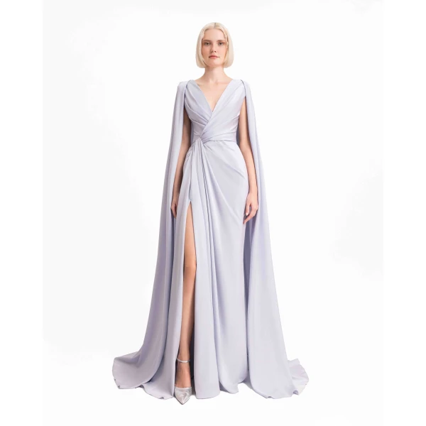Gemy Maalouf Draped Dress with Cape-Like Sleeves, view 2