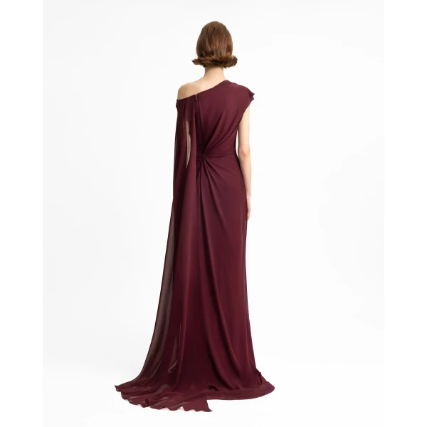 Gemy Maalouf Draped Dress with Cape Sleeve, view 3