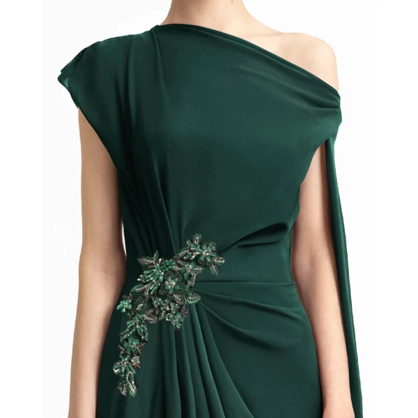 Gemy Maalouf Draped Dress with Cape Sleeve, view 4