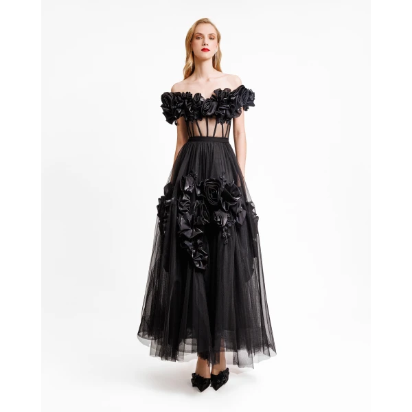 Gemy Maalouf Draped Florals Midi Dress, view 2