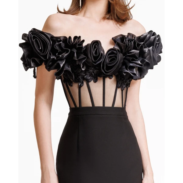 Gemy Maalouf Draped Florals Midi Dress, view 4