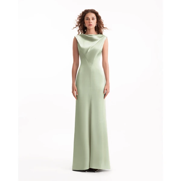 Gemy Maalouf Draped Long Dress with V-Bodice, view 2