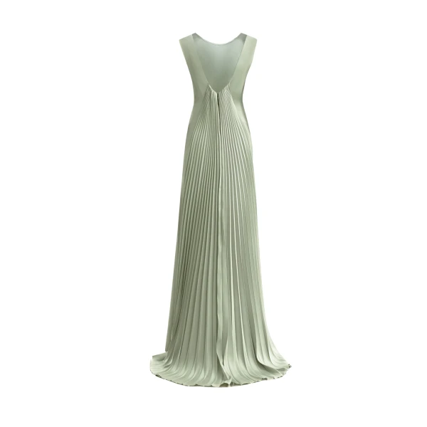 Gemy Maalouf Draped Long Dress with V-Bodice, view 5
