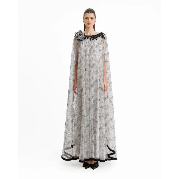 Gemy Maalouf Draped Shoulder Flower Kaftan, view 2