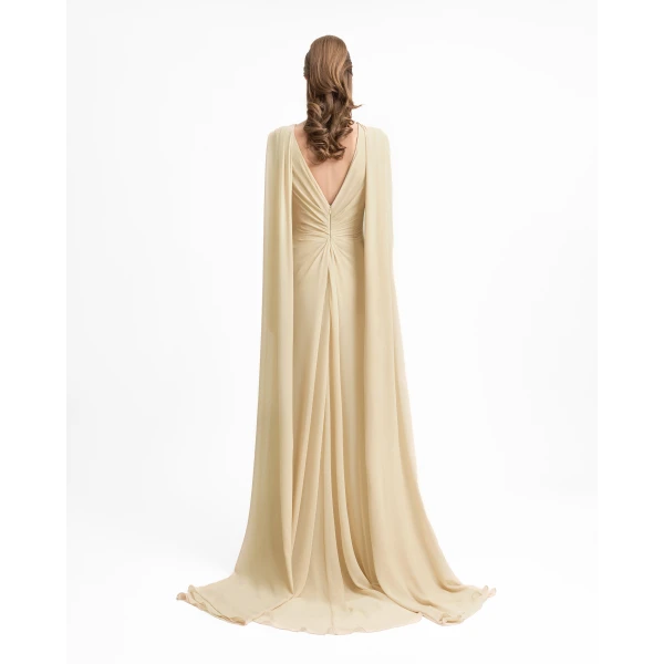Gemy Maalouf Draped V-Neck Beaded Dress, view 3