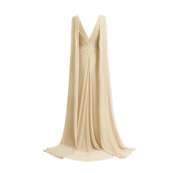 Gemy Maalouf Draped V-Neck Beaded Dress, view 5