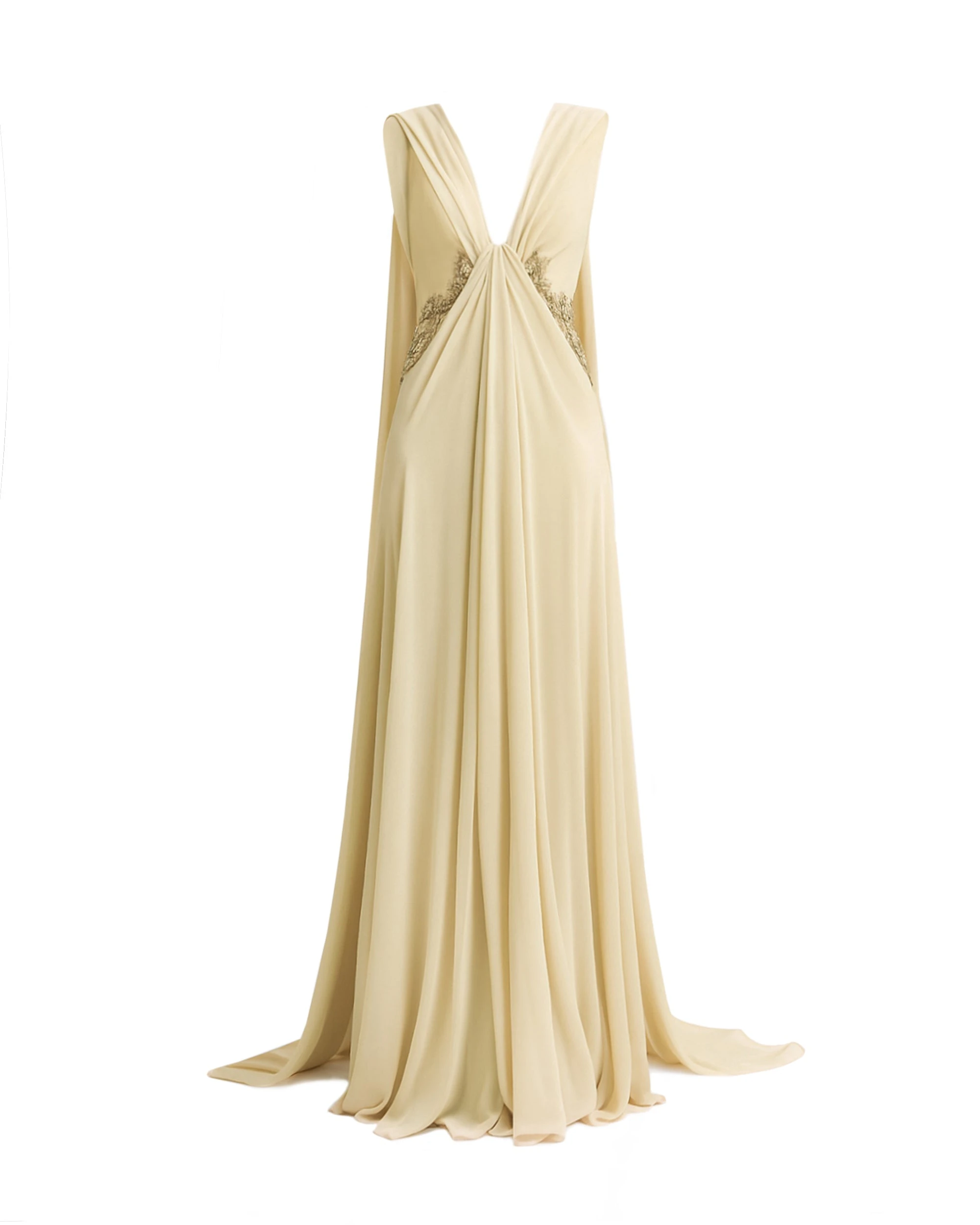 Gemy Maalouf Draped V-Neck Beaded Dress Gemy Maalouf Draped V-Neck Beaded Dress