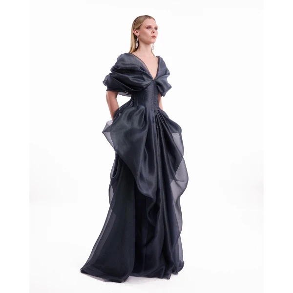 Gemy Maalouf Draped V-Neck Corset Dress, view 3