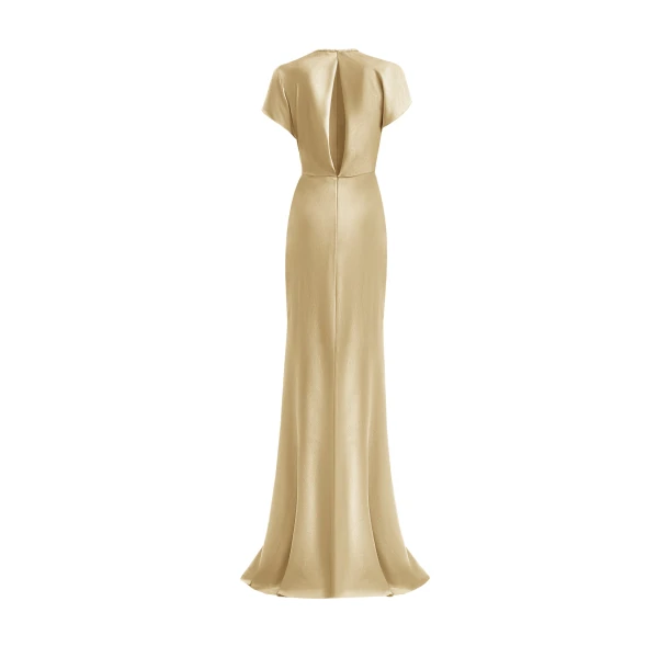 Gemy Maalouf Draped V-Neck Dress with Flower Detail, view 5