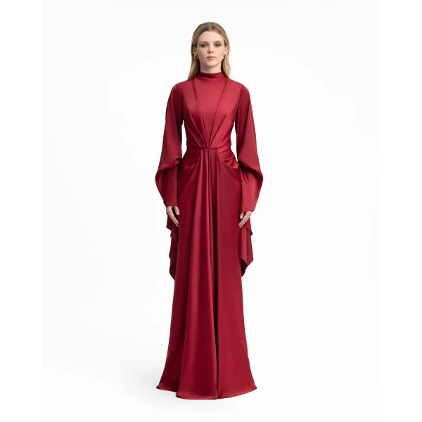 Gemy Maalouf Draped Waist Dress with Ruffled Sleeves, view 2