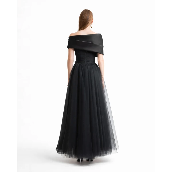 Gemy Maalouf Draped and Ruffled Tulle Dress, view 3