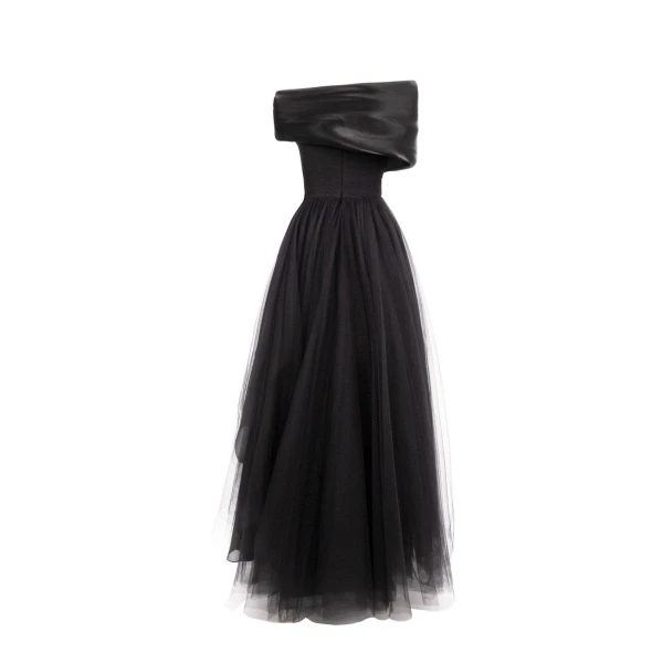 Gemy Maalouf Draped and Ruffled Tulle Dress, view 5