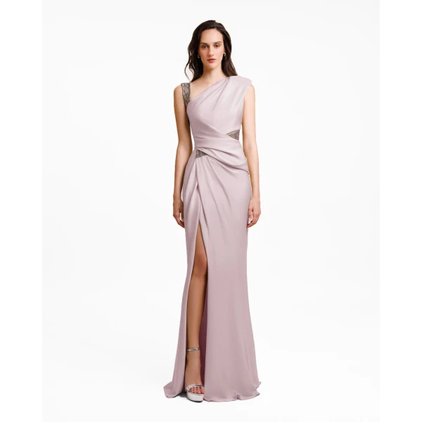 Gemy Maalouf Embellished Asymmetrical Neckline Dress, view 2