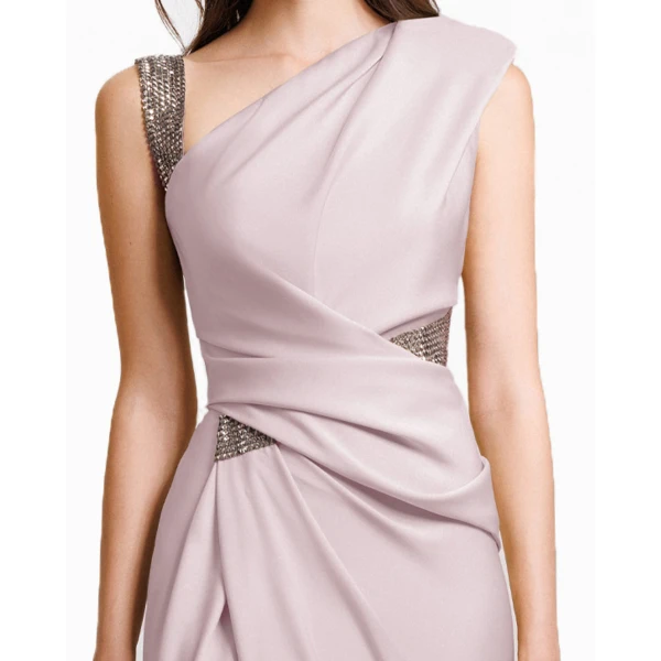 Gemy Maalouf Embellished Asymmetrical Neckline Dress, view 3