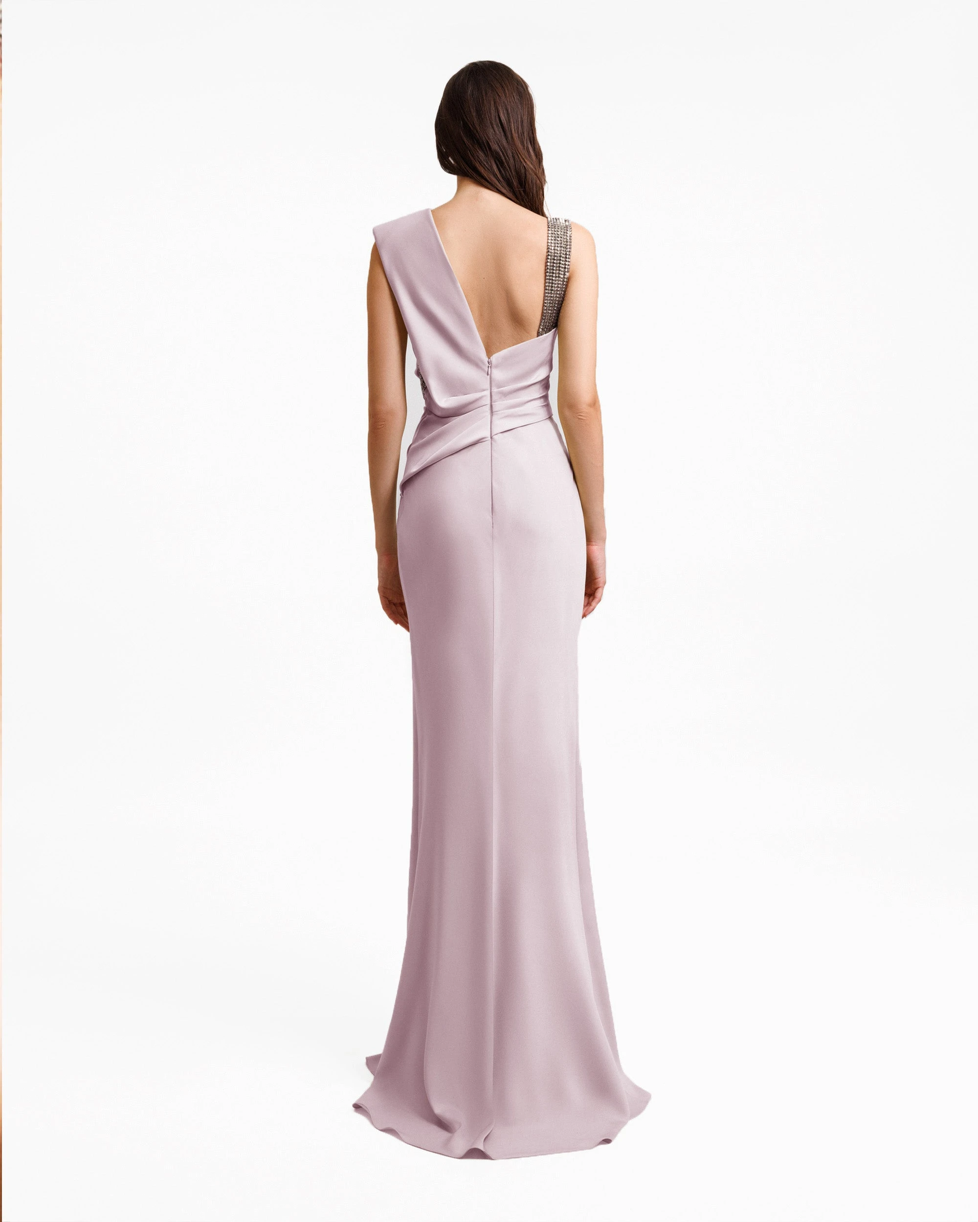 Gemy Maalouf Embellished Asymmetrical Neckline Dress Gemy Maalouf Embellished Asymmetrical Neckline Dress