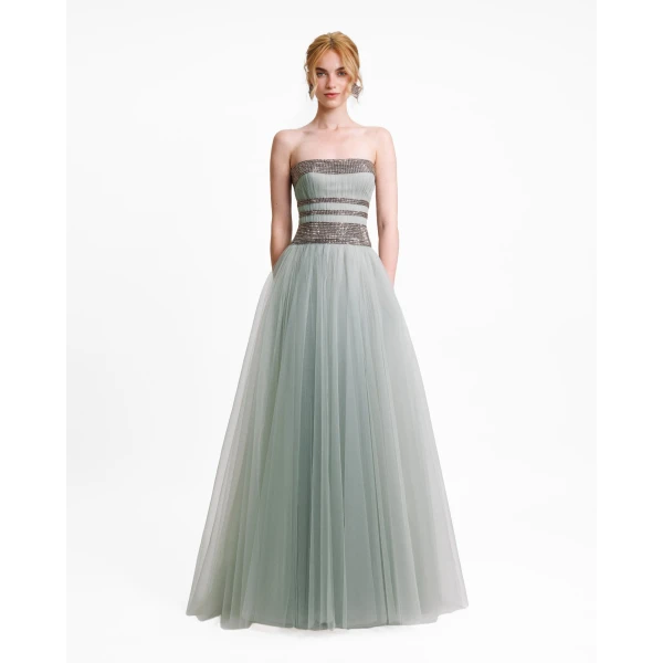 Gemy Maalouf Embellished Corset Tulle Dress, view 2