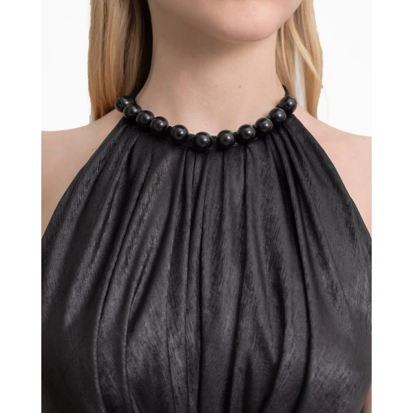 Gemy Maalouf Embellished Draped Lamé Dress, view 4